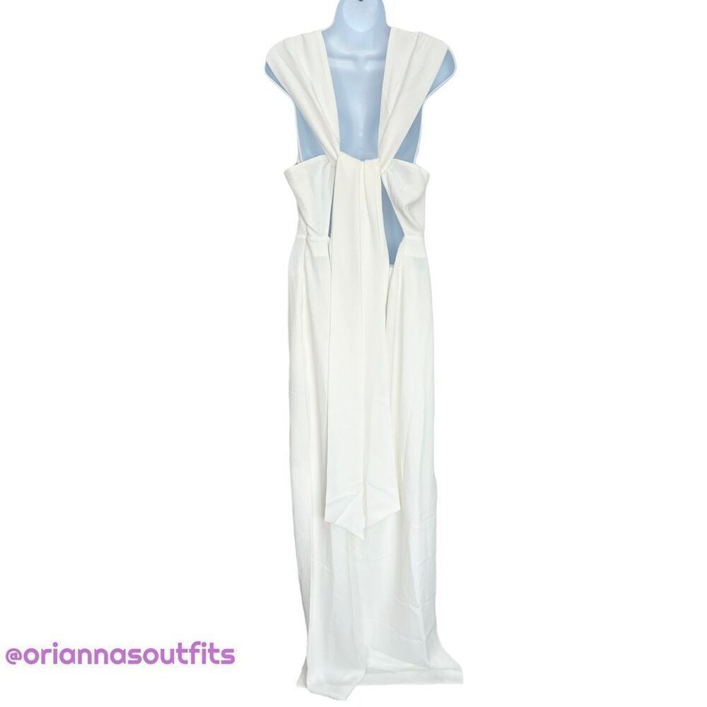 Whistles Women’s Tie Back High Neck Maxi Dress White Size 8 NWT
